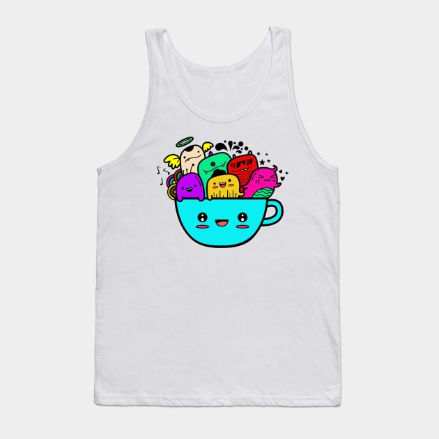 Multicoloured Monsters at The Cup Tank Top by Sugarori